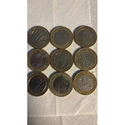 101 - UK £2 Coin Collection – 9 Mixed Commemorative Coins (as pictured) B