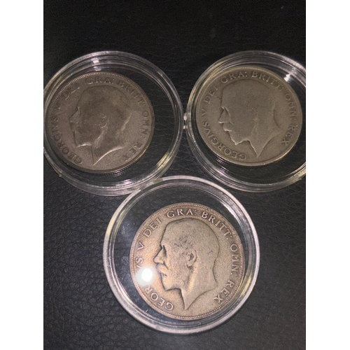 110 - Three George V Silver Half Crowns – 1921, 1922 & 1923 – British Coin Set. A matched group of three o... 