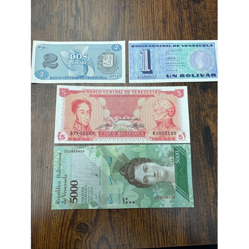 119 - Venezuela Banknote Collection – 4 Notes (1, 2, 5 & 5000 Bolivares, Mixed Issues) Small group of Vene... 