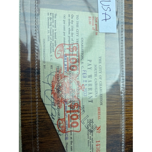 120 - Great Depression US Pay Warrants & International Reply Coupon – Charleston SC 1932–1938 A small but ... 