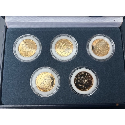 676 - Gold-Plated U.S. State Quarter Set – Special Edition. Collection of five genuine United States State... 