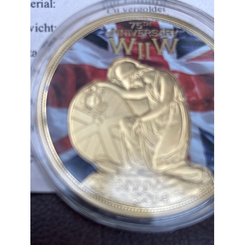 737 - 75th Anniversary WWII – VE Day Commemorative Medal (2014)  Large proof-style commemorative medal mar... 