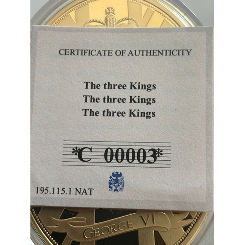 424 - Year of the Three Kings 1936 – Low Issue No. 00003 Gold-Plated Proof Medallion with Swarovski Detail... 