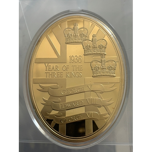 424 - Year of the Three Kings 1936 – Low Issue No. 00003 Gold-Plated Proof Medallion with Swarovski Detail... 