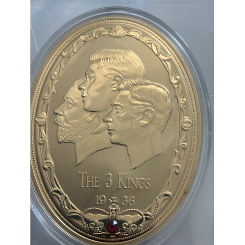 424 - Year of the Three Kings 1936 – Low Issue No. 00003 Gold-Plated Proof Medallion with Swarovski Detail... 