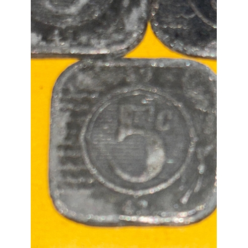 426 - Group of three Netherlands 5 Cent coins struck in zinc during the post-war period, featuring the dis... 