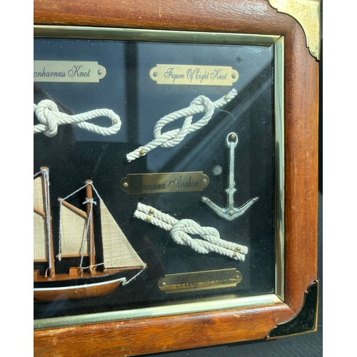 13 - Vintage Maritime Knot Display. A charming glazed nautical display featuring traditional seafaring kn... 