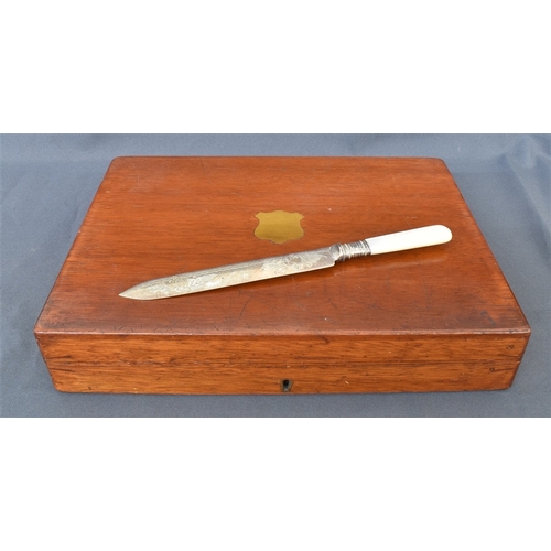 104 - SILVER PLATED TEA KNIVES & FORKS a part service with mother of pearl handles, intricately engraved w... 