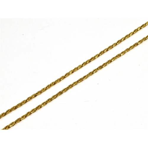 13 - 18CT GOLD TWISTED FOXTAIL LINK CHAIN Necklace, 81cm long x 1.7mm wide, secured with a bolt ring clas... 