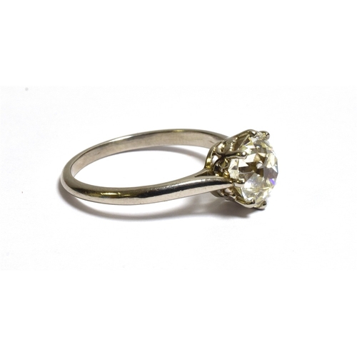 3 - OLD EUROPEAN CUT DIAMOND SOLITAIRE Ring, mounted in a platinum Matthey style claw setting, with diam... 