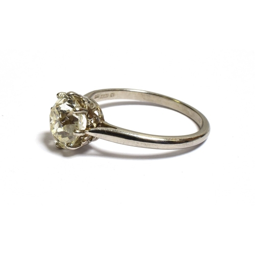 3 - OLD EUROPEAN CUT DIAMOND SOLITAIRE Ring, mounted in a platinum Matthey style claw setting, with diam... 