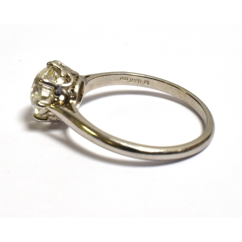 3 - OLD EUROPEAN CUT DIAMOND SOLITAIRE Ring, mounted in a platinum Matthey style claw setting, with diam... 