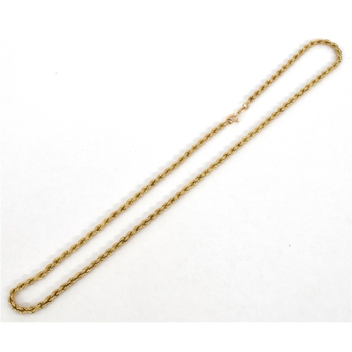 34 - 9CT GOLD CHAIN NECKLACE 40cm long x 2.7mm wide, triple rope link with bolt ring clasp.  Hallmarked 3... 