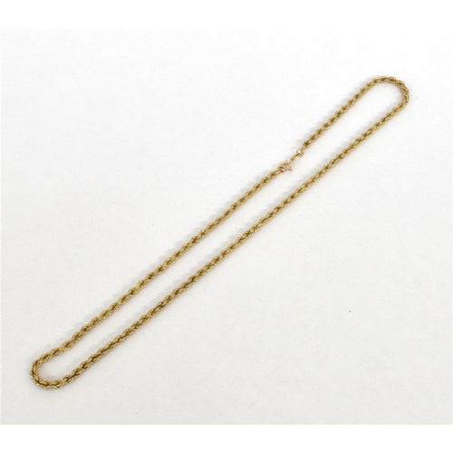 34 - 9CT GOLD CHAIN NECKLACE 40cm long x 2.7mm wide, triple rope link with bolt ring clasp.  Hallmarked 3... 