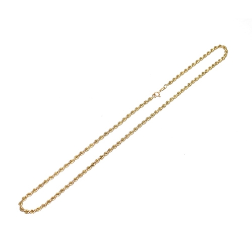 34 - 9CT GOLD CHAIN NECKLACE 40cm long x 2.7mm wide, triple rope link with bolt ring clasp.  Hallmarked 3... 