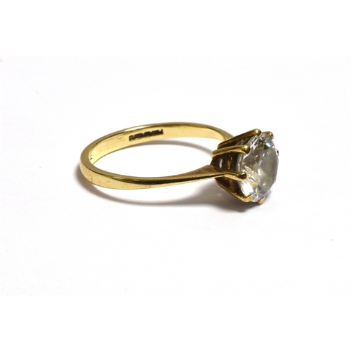 47 - 9CT GOLD CUBIC ZIRCONIA SOLITAIRE RING claw set, ring size N.  Hallmarked Sheffield 375.  Weight 2.3... 