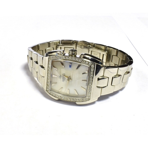 67 - LA LANDINOU DIAMOND BEZEL LADIES WRISTWATCH  (boxed and cased) signed mother of pearl dial, diamond ... 