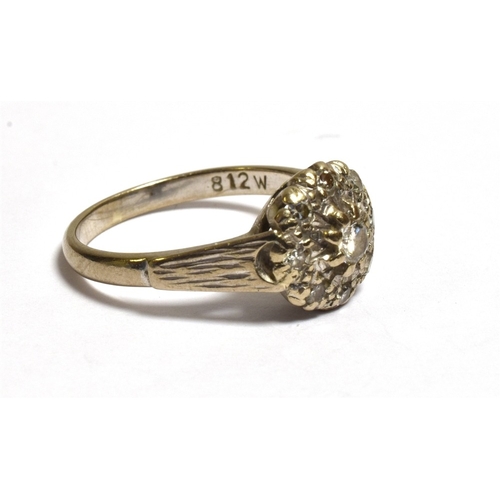 7 - VINTAGE 18CT WHITE GOLD DIAMOND RING With a 10.0mm cluster head, set with an estimated 0.12ct round ... 