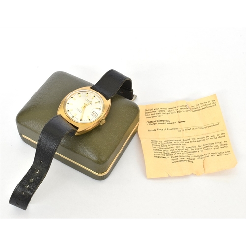 72 - VINTAGE MONTINE SWISS GENTS WATCH 35mm barrel shaped gold plated case, silvered face, gold batons, h... 