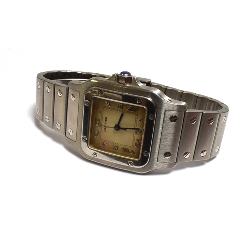 73 - GENTS CARTIER SANTOS GALBEE wristwach, Ref 987901, serial number 09614,  quartz movement, 29mm squar... 