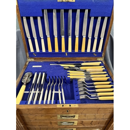 77 - ART DECO SILVER CUTLERY PART SERVICE By silversmiths Roberts and Belk Ltd.  To include; fish knives ... 