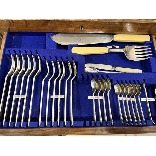 77 - ART DECO SILVER CUTLERY PART SERVICE By silversmiths Roberts and Belk Ltd.  To include; fish knives ... 