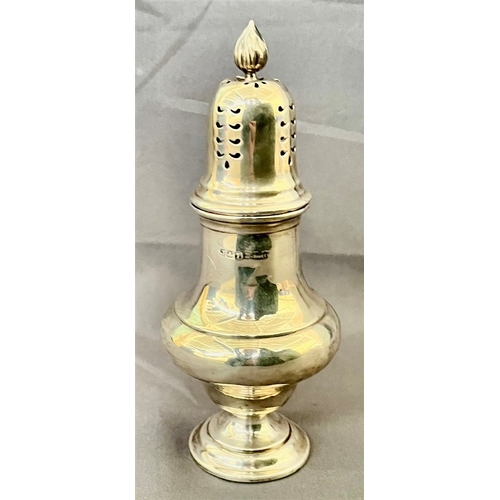 84 - EDWARDIAN SILVER SUGAR CASTER Standing approx 19.0cm tall, hallmarked Sheffield 1901, makers mark Je... 