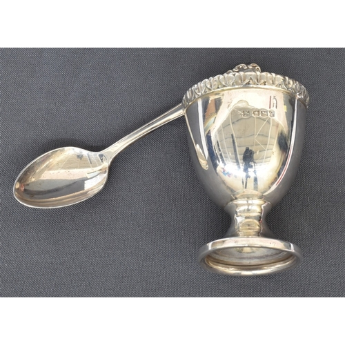 97 - VINTAGE HARRODS BOXED EGG CUP & SPOON hallmarked Sheffield 1966, in original presentation box.  Weig... 