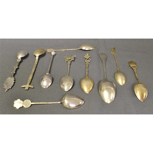 105 - ASSORTED SILVER TEASPOONS a good variety of silver souvenir spoons and one teaspoon, hallmarked Shef... 