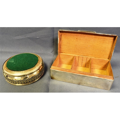 107 - ANTIQUE STERLING SILVER ITEMS To include a cedar wood lined cigarette box, hallmarked London 1869? A... 