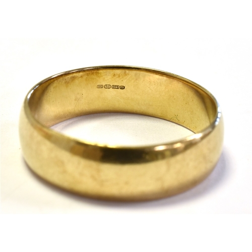 3 - 9CT GOLD PLAIN BAND 6.5mm wide, ring size W, hallmarked 375 Birmingham.  Weight 5.2 grams.