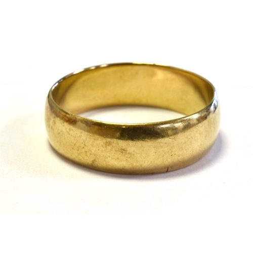 3 - 9CT GOLD PLAIN BAND 6.5mm wide, ring size W, hallmarked 375 Birmingham.  Weight 5.2 grams.