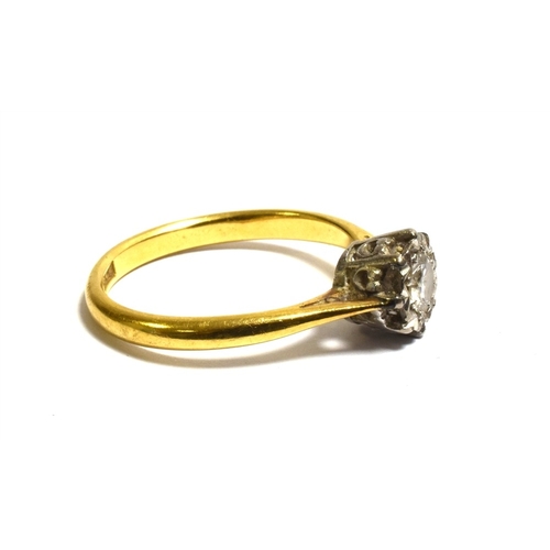 41 - 18CT GOLD DIAMOND SOLITAIRE RING with platinum illusion set round brilliant cut diamond, estimated 0... 