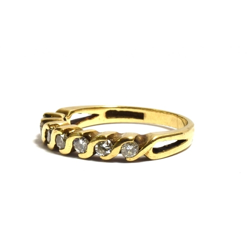 50 - 9CT GOLD & DIAMOND ETERNITY RING 3.5mm wide head, with partial bezel set round brilliant cut diamond... 