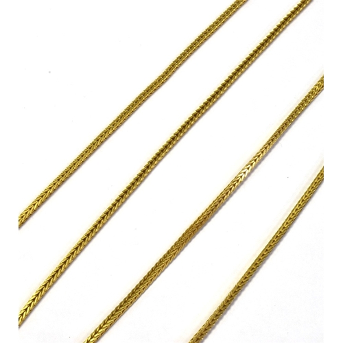 6 - 18CT GOLD HERRINGBONE CHAIN NECKLACE 80cm long, 1.5mm wide, square profile, with bolt ring clasp, st... 