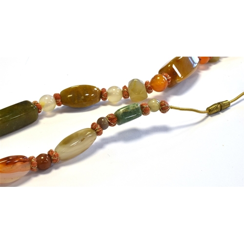 94 - VARIOUS ORNAMENTAL STONE & CORAL BEAD necklaces, including polished carnelian, agate, aventurine qua... 