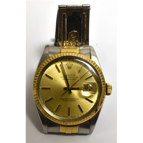 105 - ROLEX OYSTER PERPETUAL DATEJUST 35.3mm stainless steel case (excluding screw down crown) gold dial w... 