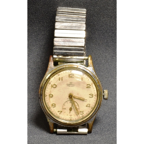 107 - VINTAGE SMITHS DELUXE WATCH 33.4mm steel case, champagne coloured dial signed Smiths De Luxe, with s... 