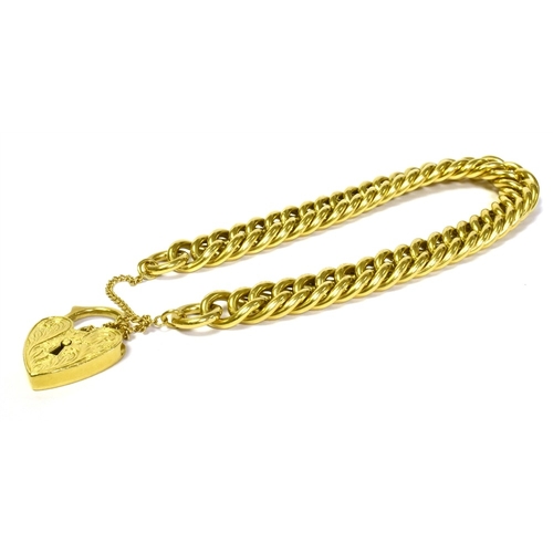 41 - 18CT SOLID GOLD CURB LINK BRACELET 22cm long x 10.4mm wide, links individually stamped '18ct', secur... 