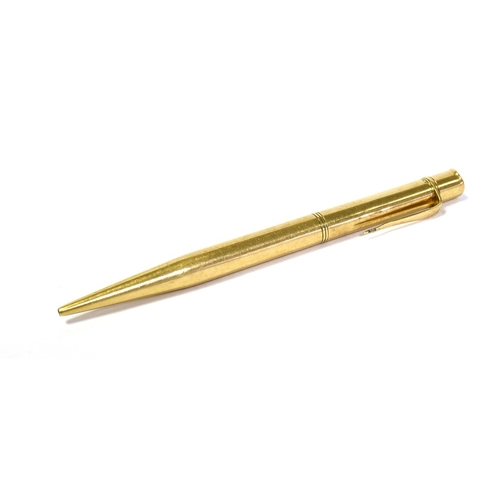 42 - 9CT GOLD PROPELLING PENCIL 11.2cm long x 7.8mm wide, stamped 'Bakers Perm-Point Pat. 145359', hallma... 