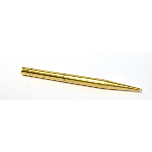 42 - 9CT GOLD PROPELLING PENCIL 11.2cm long x 7.8mm wide, stamped 'Bakers Perm-Point Pat. 145359', hallma... 