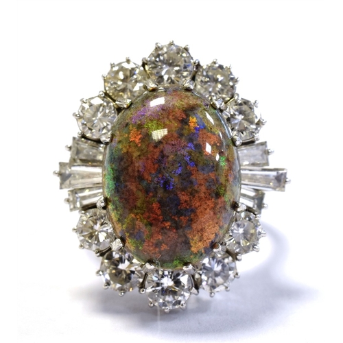 73 - 18CT WHITE GOLD OPAL & DIAMOND RING 23.5 x 20.9mm ballerina style head, set with an Andamooka matrix... 