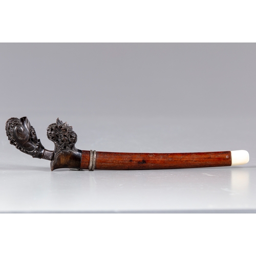 61 - 18-19th Century Burmese Dagger with Ebony and Bone Handle.