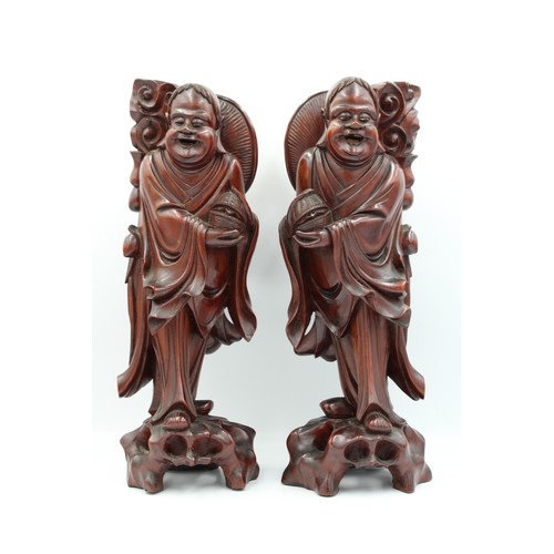 62 - Exquisite Pair: 19th Century Chinese Wood Carved Figurines.

Both around 35cm