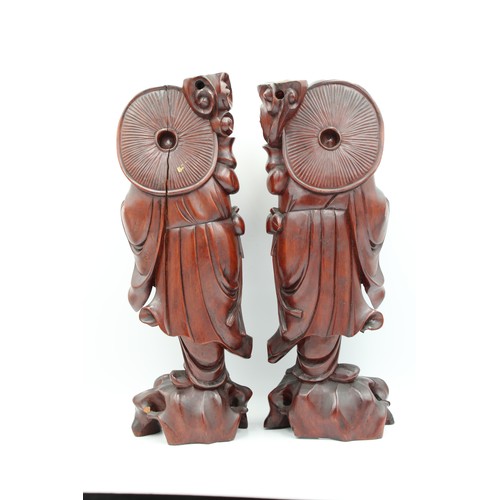 62 - Exquisite Pair: 19th Century Chinese Wood Carved Figurines.

Both around 35cm