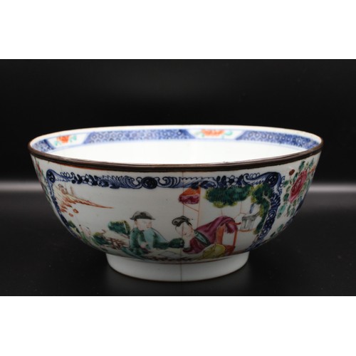 73 - An enchanting 19th-century Chinese Family Rose punch bowl, tailor-made for the European market. Its ... 