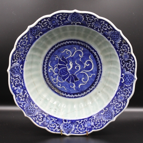 85 - Rare 18th Century Kangxi Bowl: Blue and White with Unique Celadon Jade Basins for Turkish and Islami... 