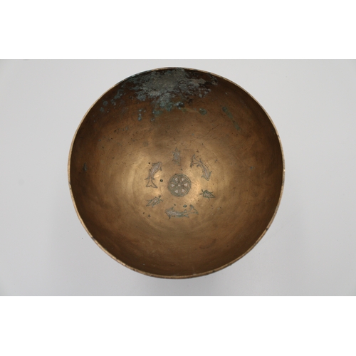 100 - Bronze Islamic bowl from 11th-century Khurasan featuring exquisite Kufic calligraphy, with a top dia... 