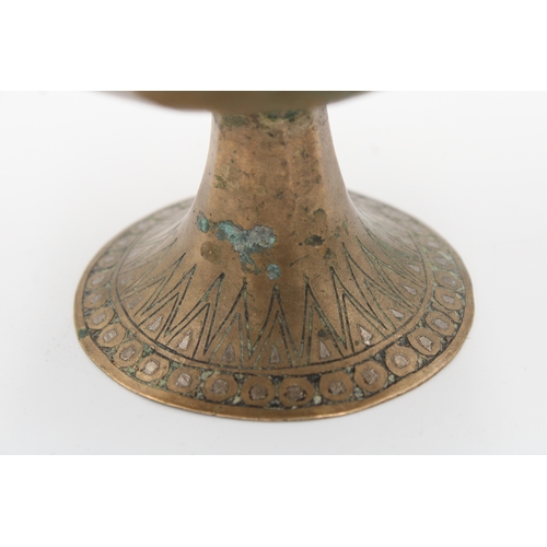 100 - Bronze Islamic bowl from 11th-century Khurasan featuring exquisite Kufic calligraphy, with a top dia... 