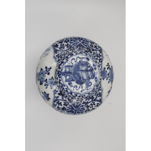 40 - A Chinese ginger jar from the Kangxi period, featuring auspicious blue and white motifs, dating back... 